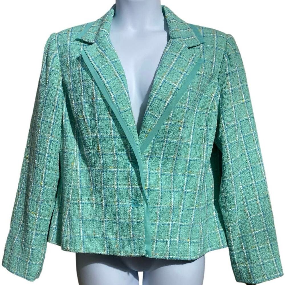 Requirements sea foam green tweed two button blazer - women's 18
